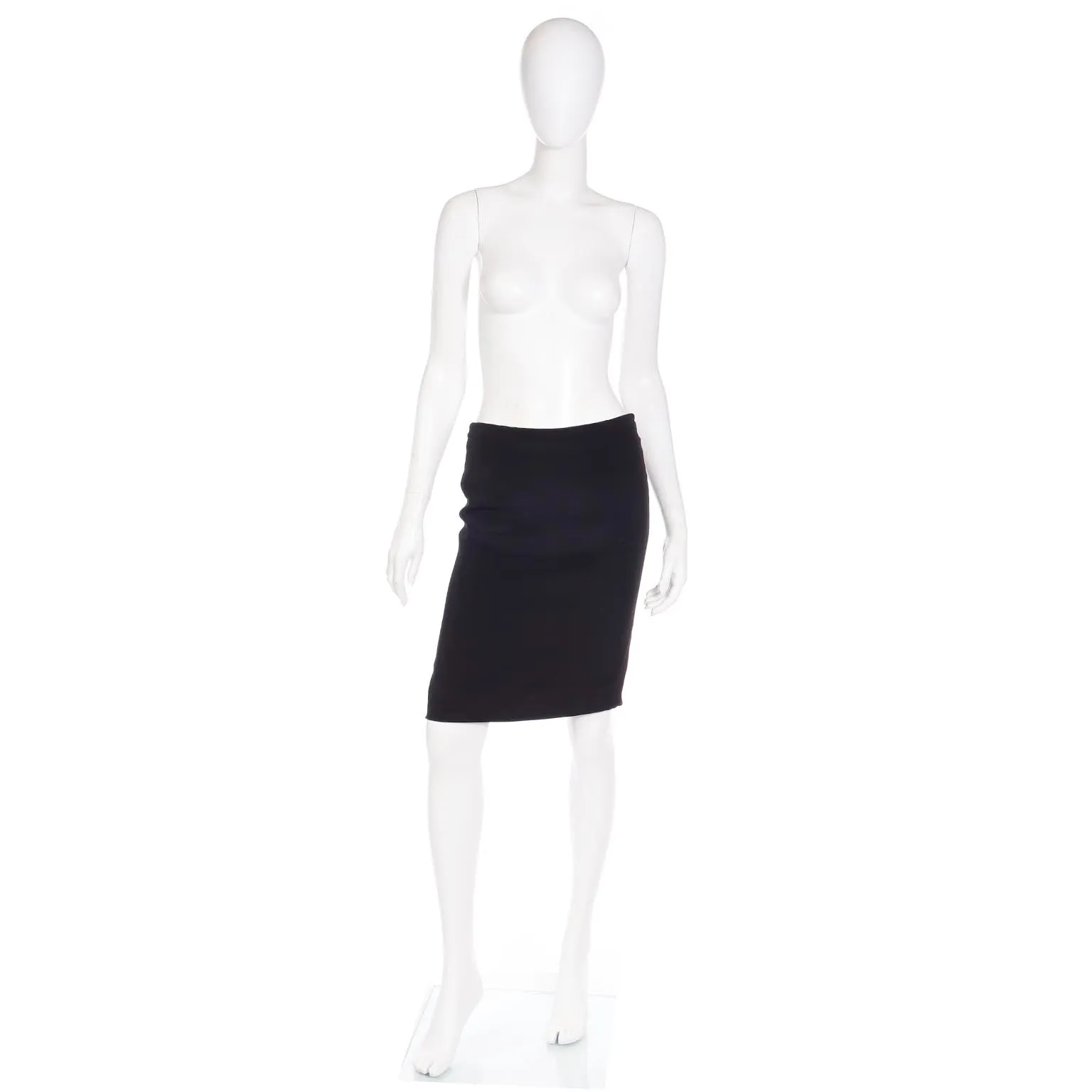 2000s Y2K Valentino Garavani Vintage Black Ruched Low Waist Pencil Skirt