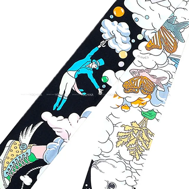 2022AW HERMES scarf Twilly Sur Mon Nuage Noir (Black)/Mauve/multicolor Silk100%[BRAND NEW][Authentic]