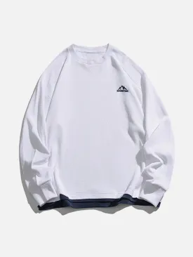 AlanBalen® - Embroidery Mountain Fake Two Sweatshirt