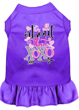 All About The Xoxo Screen Print Dog Dress Purple Med