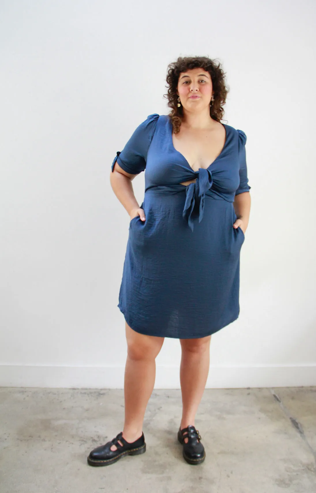 ALL TIED UP DRESS ~ NAVY BLUE