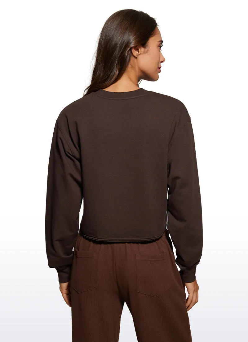 Amenity Double Raw Hem Sweatshirts Crew Neck