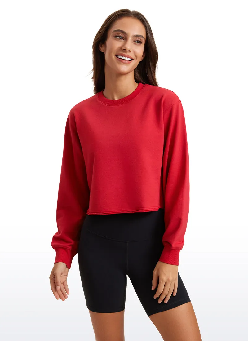 Amenity Double Raw Hem Sweatshirts Crew Neck