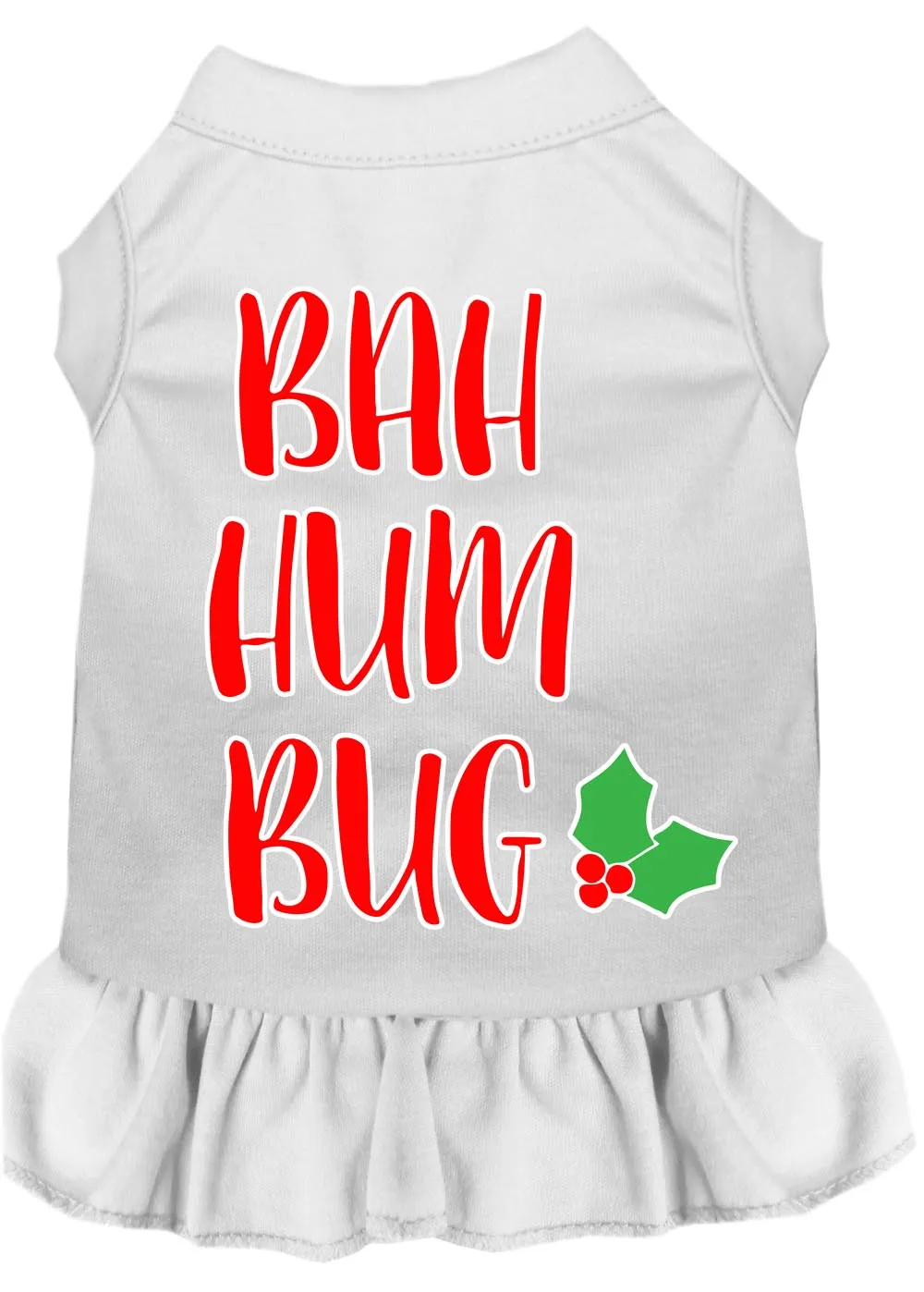 Bah Humbug Screen Print Dog Dress White Xxl