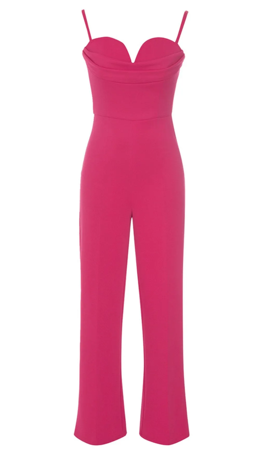 BANDAGE V NECK JUMPSUIT IN ROSE RED