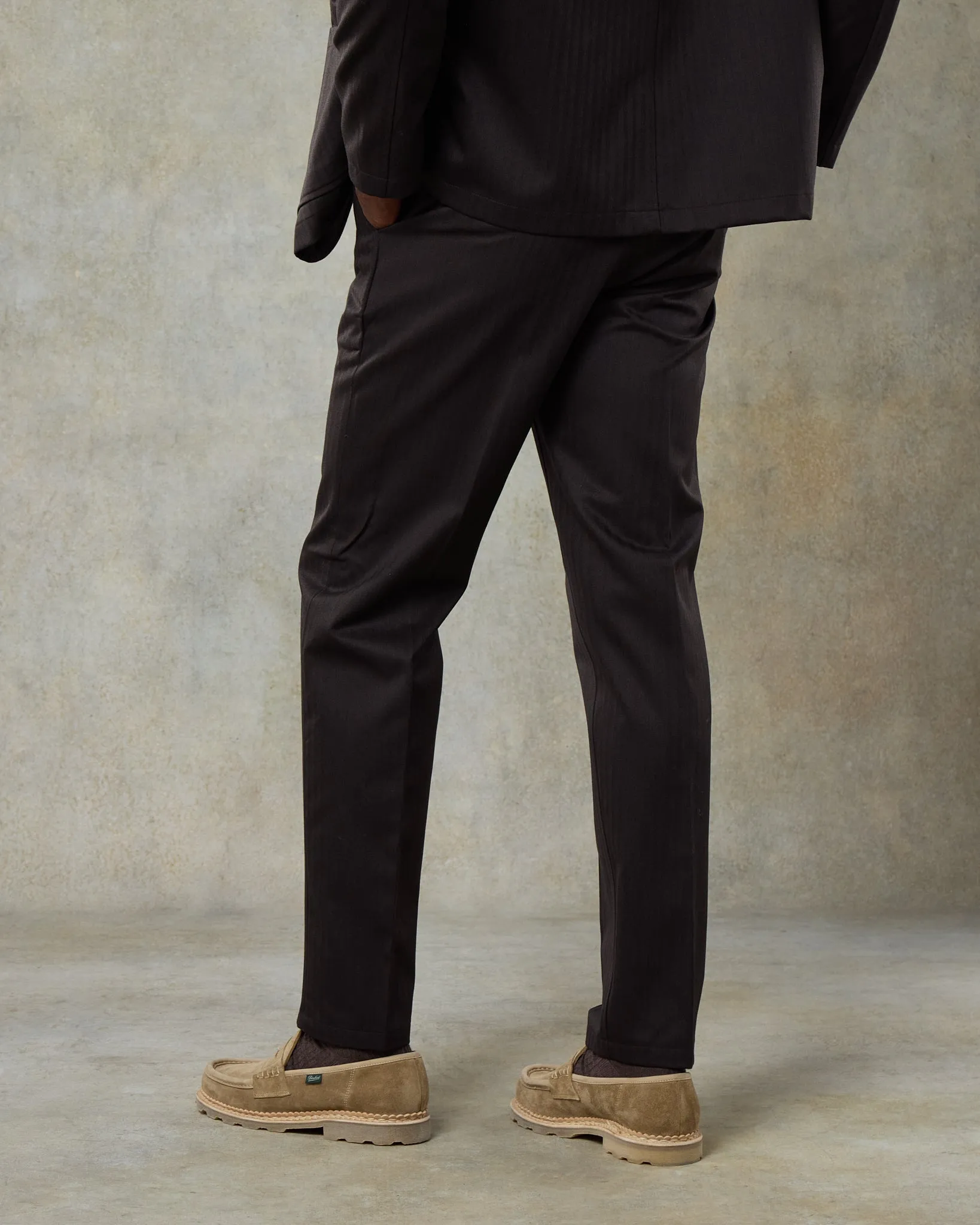 Batch 06 - Mens Dark Chocolate Wool Herringbone Trousers