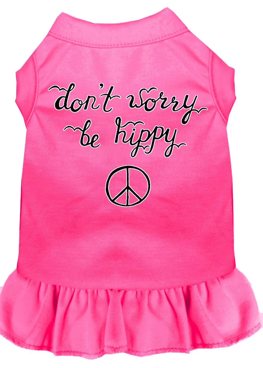 Be Hippy Screen Print Dog Dress Bright Pink Lg (14)