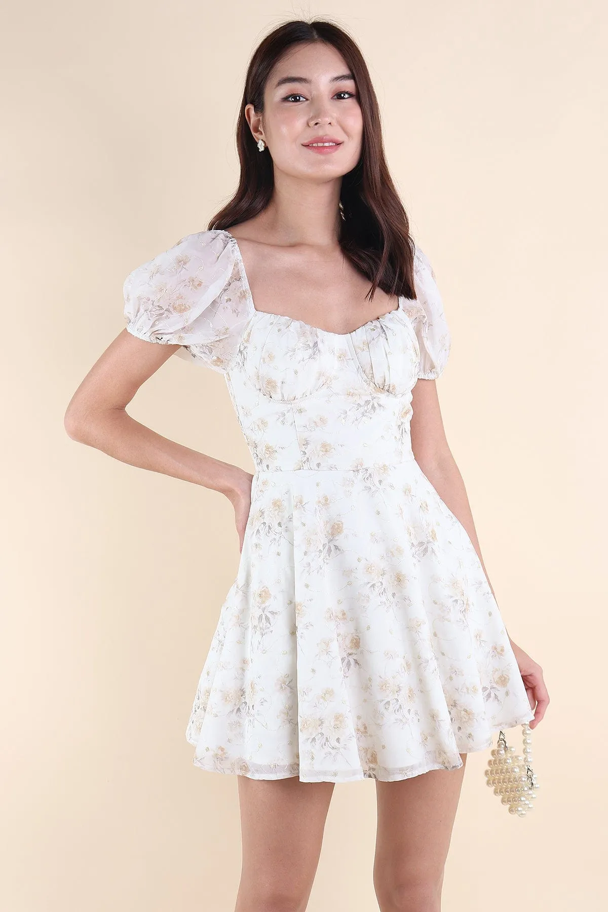 BEAU FLORAL EMBROIDERY DRESS IN SUNSHINE