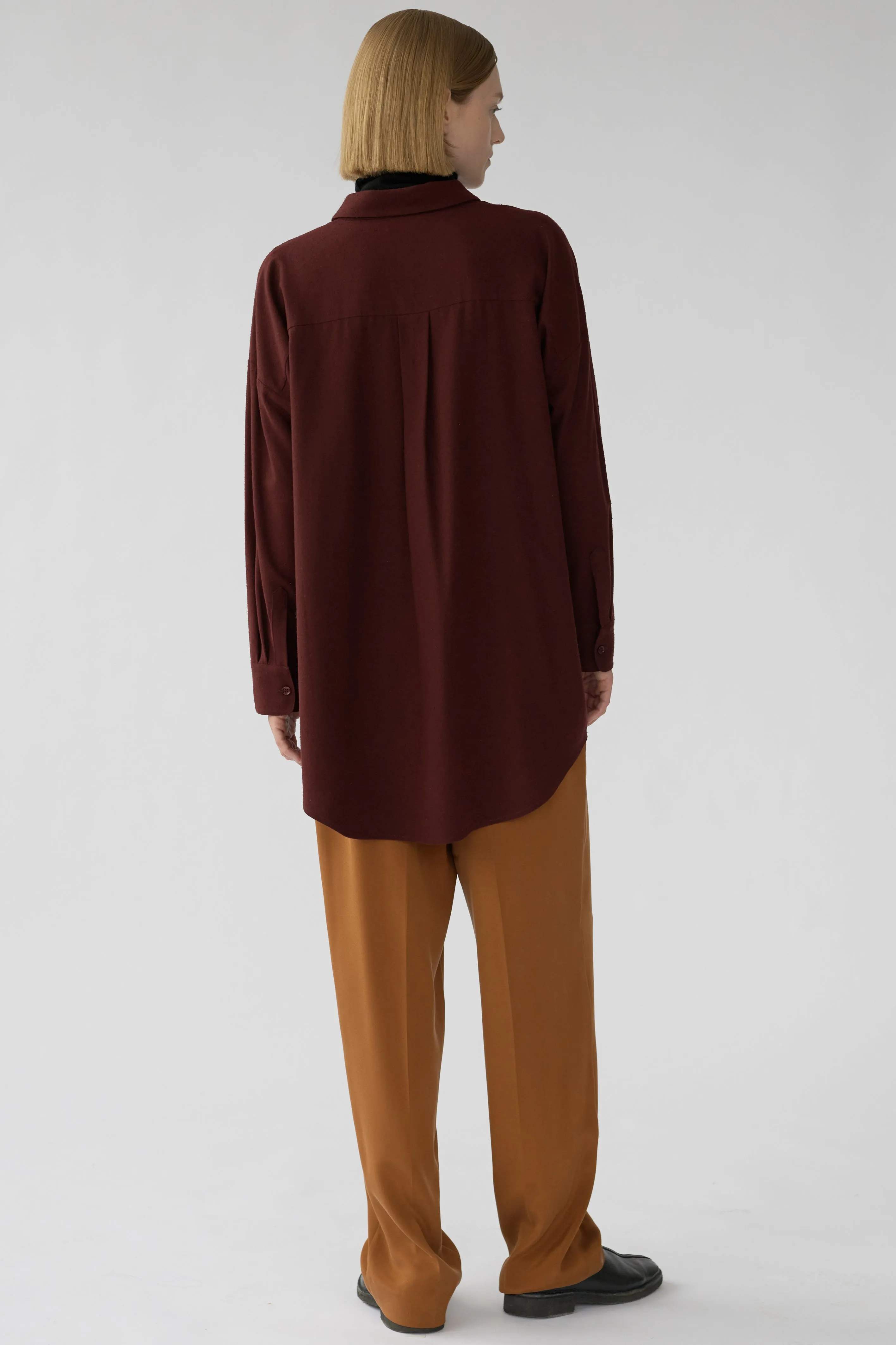 BIANCA POCKET SHIRT - BURGUNDY - RAW SILK