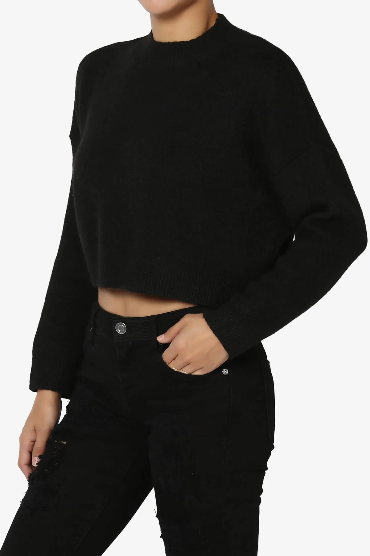 Bigmona Long Sleeve Crop Knit Sweater