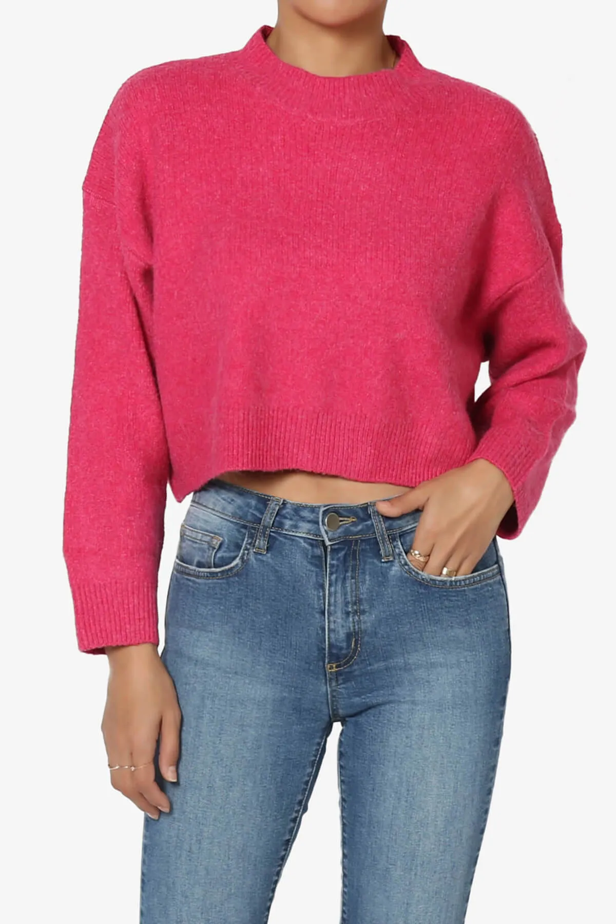 Bigmona Long Sleeve Crop Knit Sweater