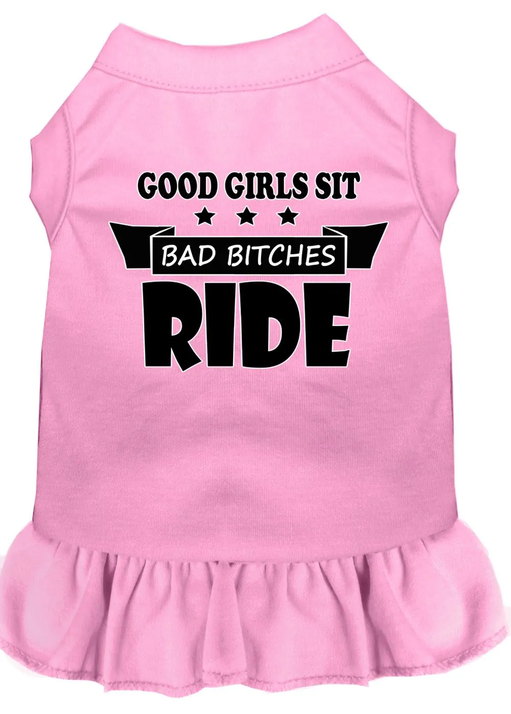 Bitches Ride Screen Print Dog Dress Light Pink 4x (22)