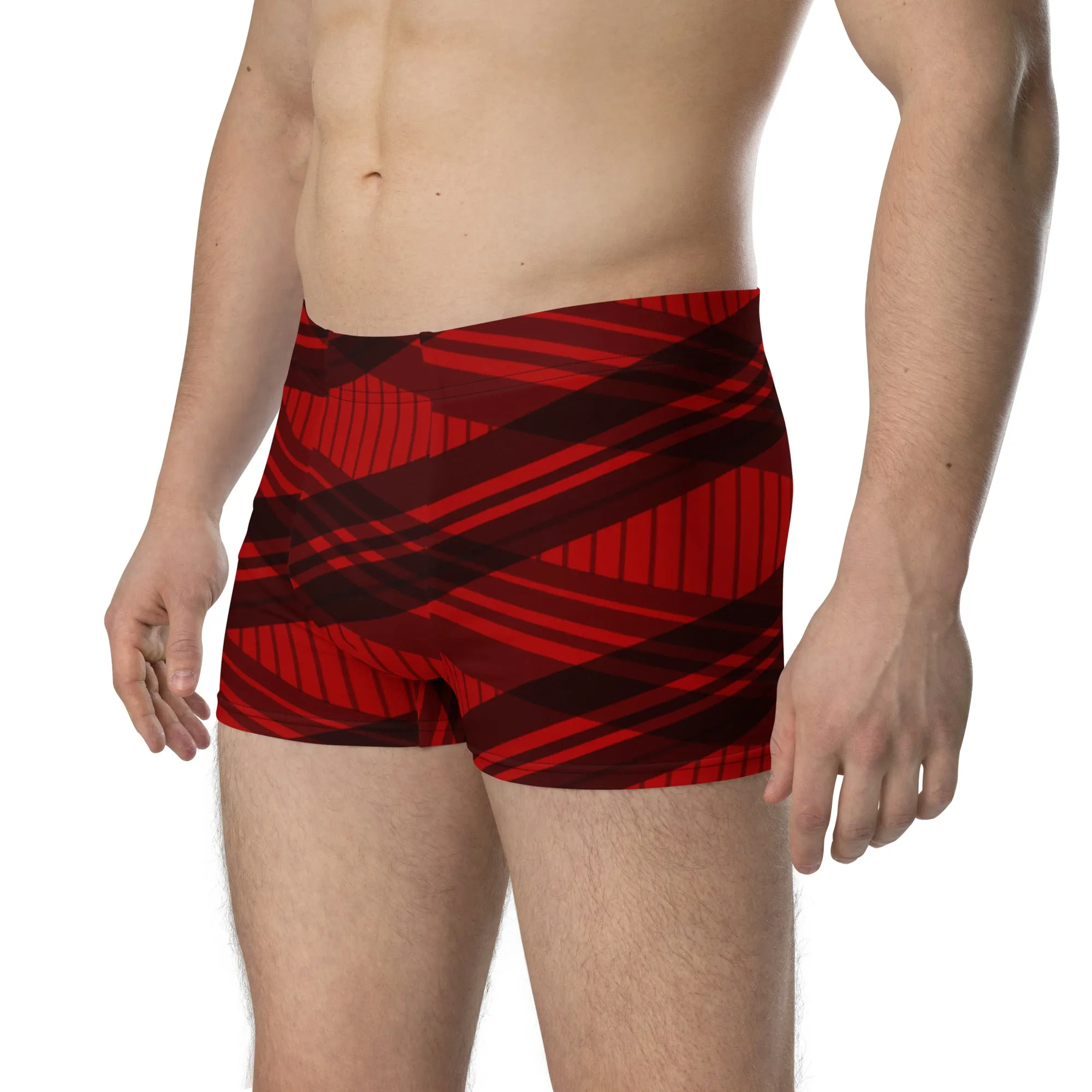 Black and red stripes boxer briefs for men