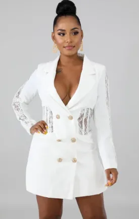 Blazer Vestido Branco Elegance c-Renda