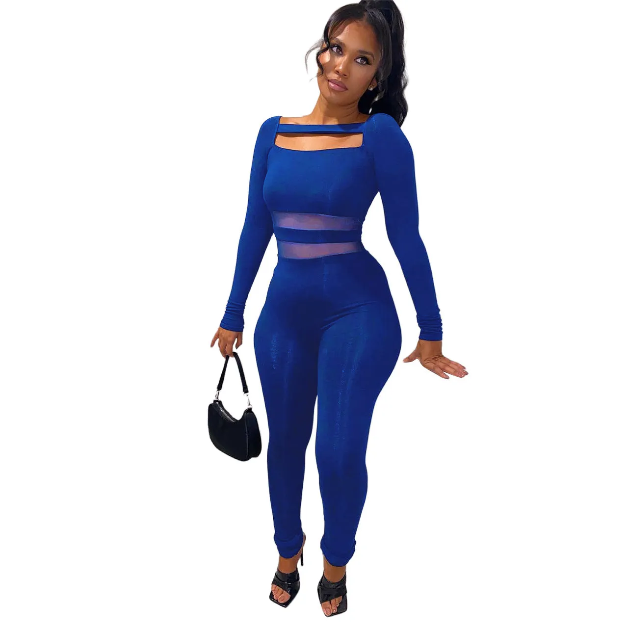 Bodycon Unique Translucent Design Solid Wholesale Jumpsuits Vendors