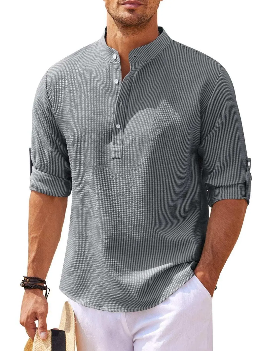 Button Down Shirts for Men Summer Pineapple Texture  Casual Top Men's Clothing