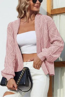 CABLE KNIT OPEN FRONT CARDIGAN