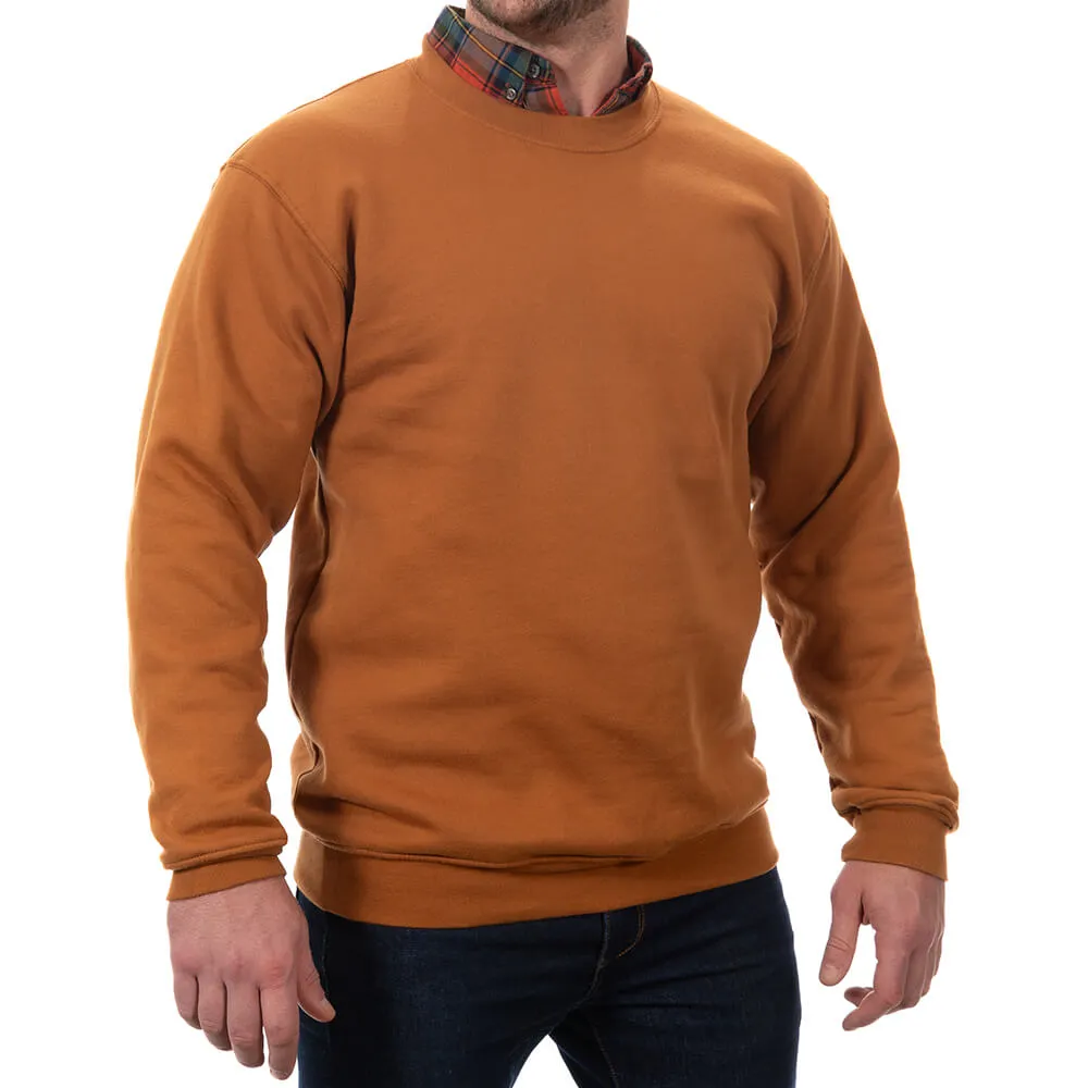 Camel Heavy Weight Worker-Wear Inspired Cotton Crewneck Sweatshirt - Made in USA