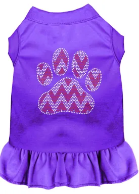 Candy Cane Chevron Paw Rhinestone Dog Dress Purple Xxxl (20)