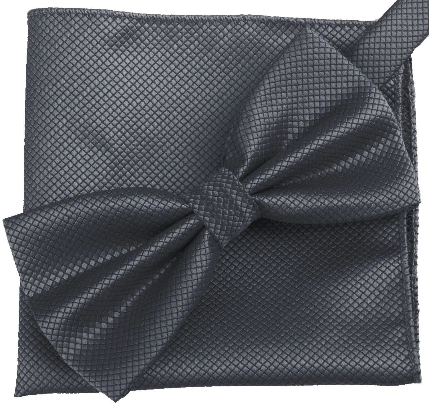 Carbon Grey [Diamond Shape Print] - Bow Tie and Pocket Square Matching Set