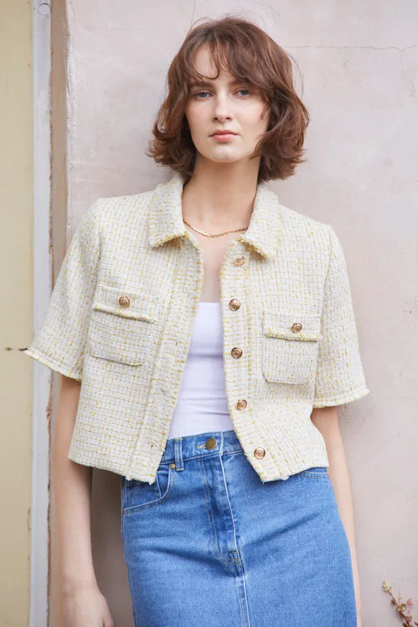 Caroline Tweed Jacket <br> -YEL-