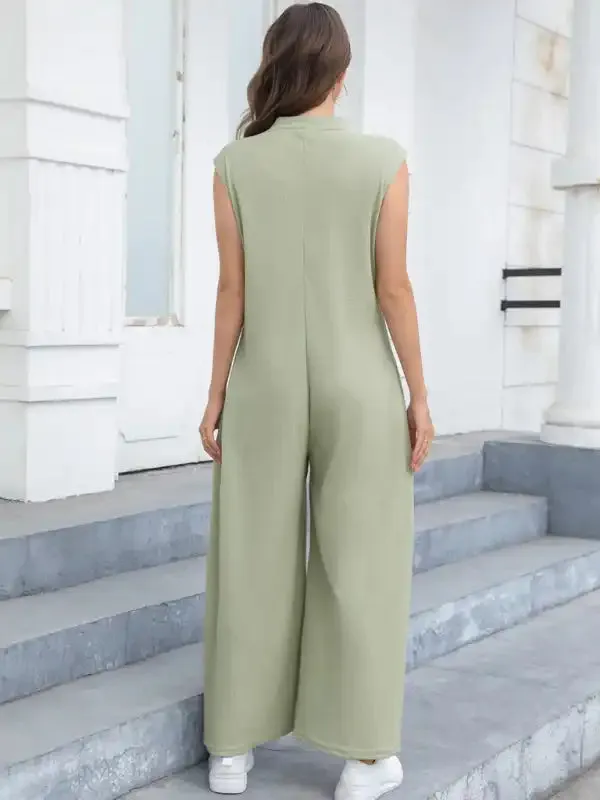 Casual Loose Pocket Breathable Wide Leg Pants Home Commuting Pants Bib Jumpsuit