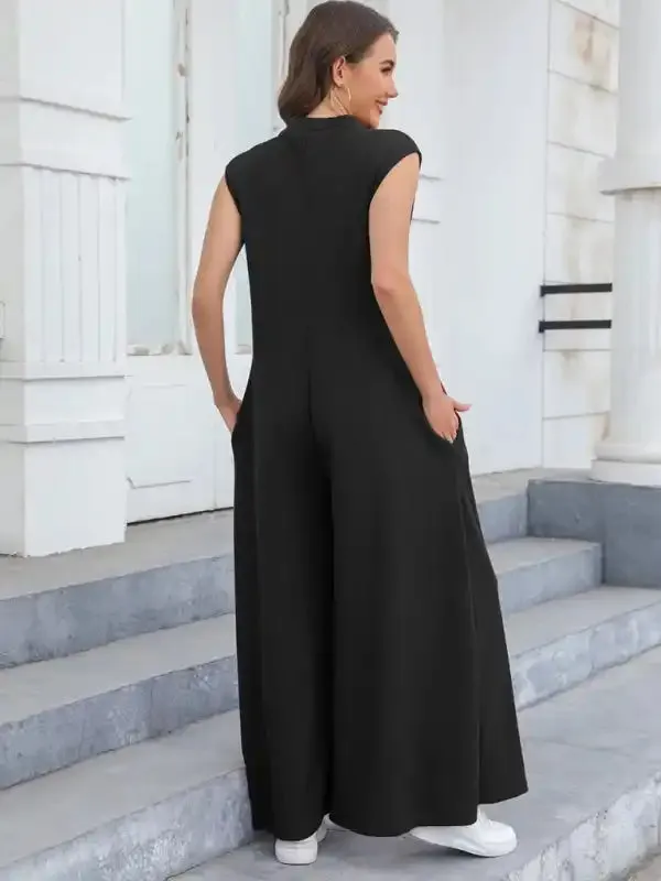 Casual Loose Pocket Breathable Wide Leg Pants Home Commuting Pants Bib Jumpsuit