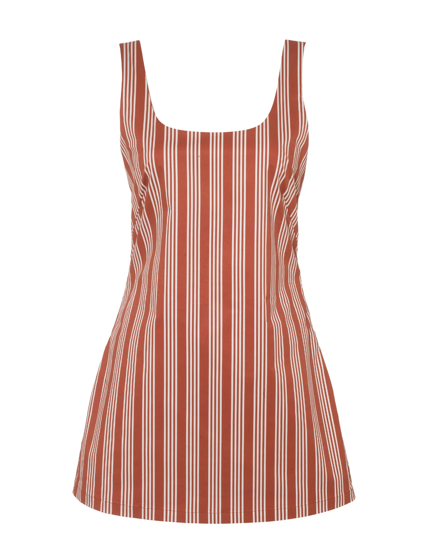 Cece Dark Red Stripe Cotton Dungaree Dress