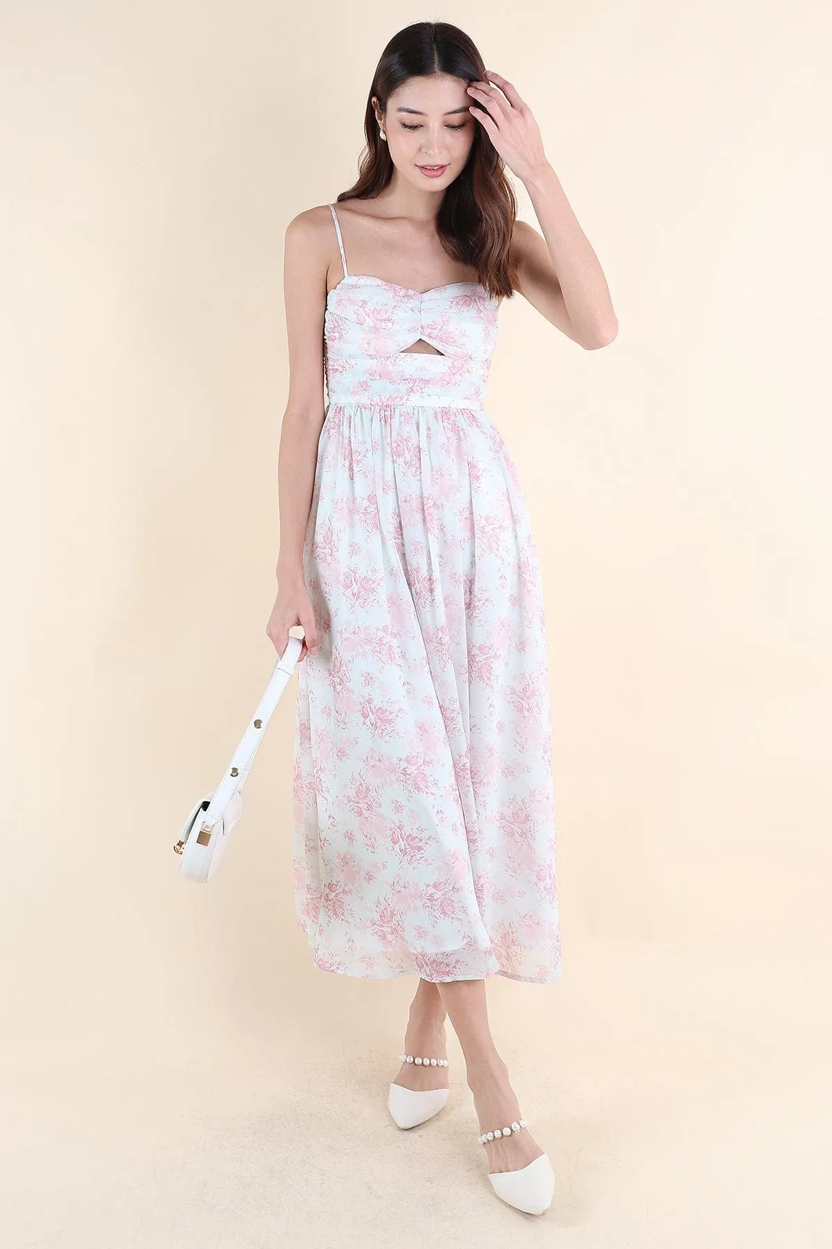 CECILY FLORAL MAXI IN MUTED RED