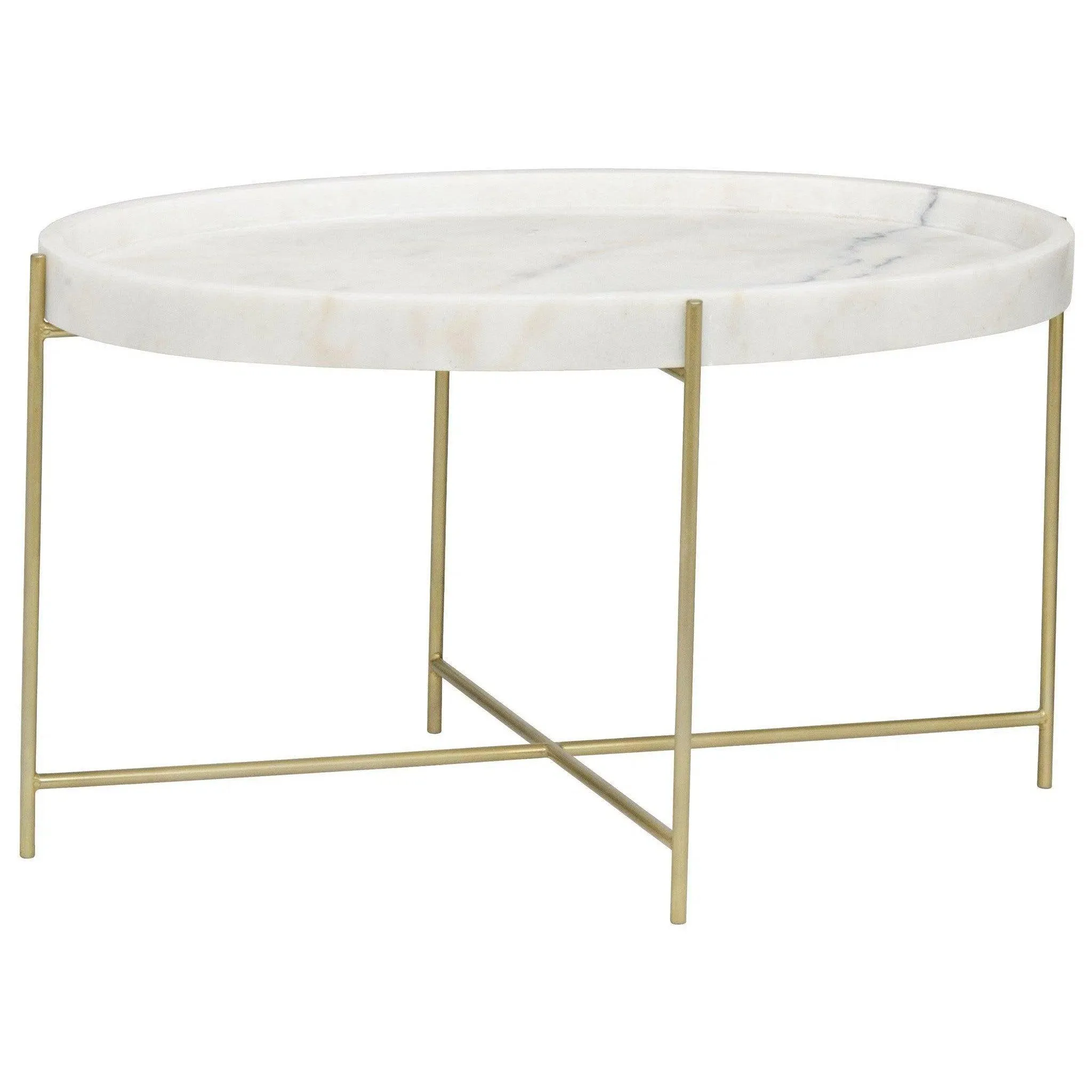 Che Steel and Marble White Oval Cocktail Table