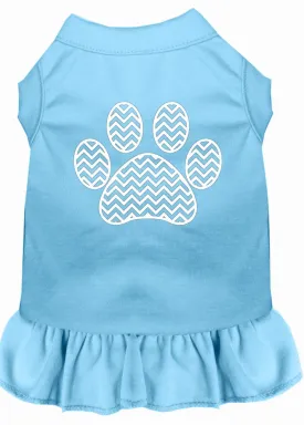 Chevron Paw Screen Print Dress Baby Blue 4x (22)