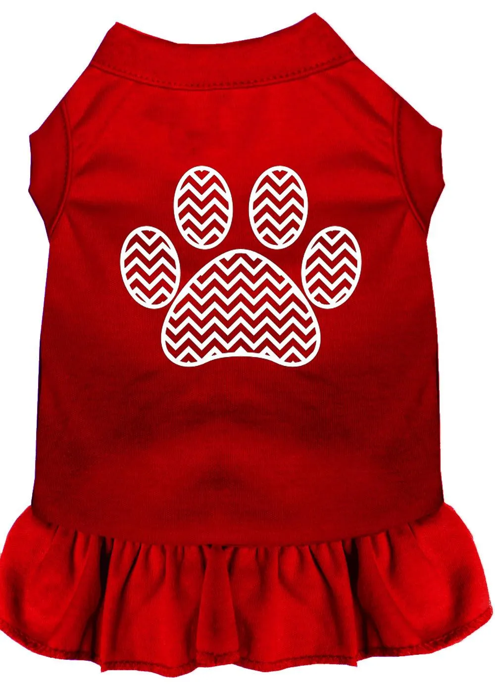 Chevron Paw Screen Print Dress Red Med (12)