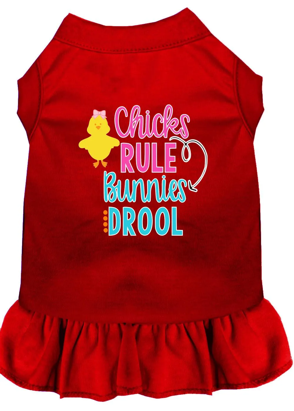 Chicks Rule Screen Print Dog Dress Red Lg (14)