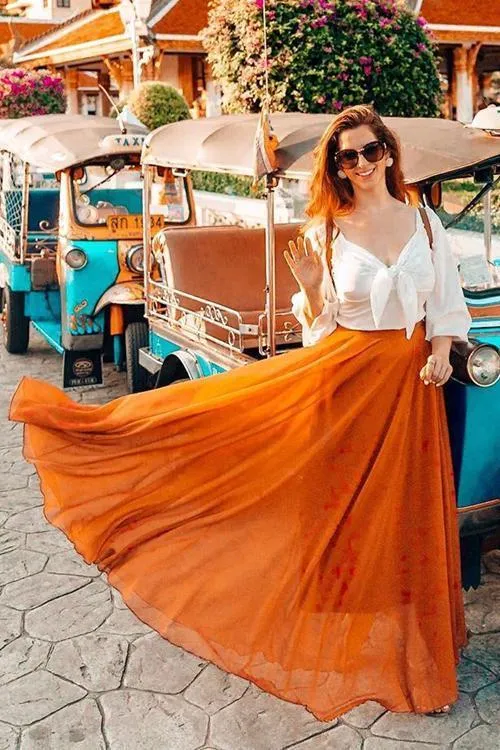 Chiffon High Waist Maxi Skirts