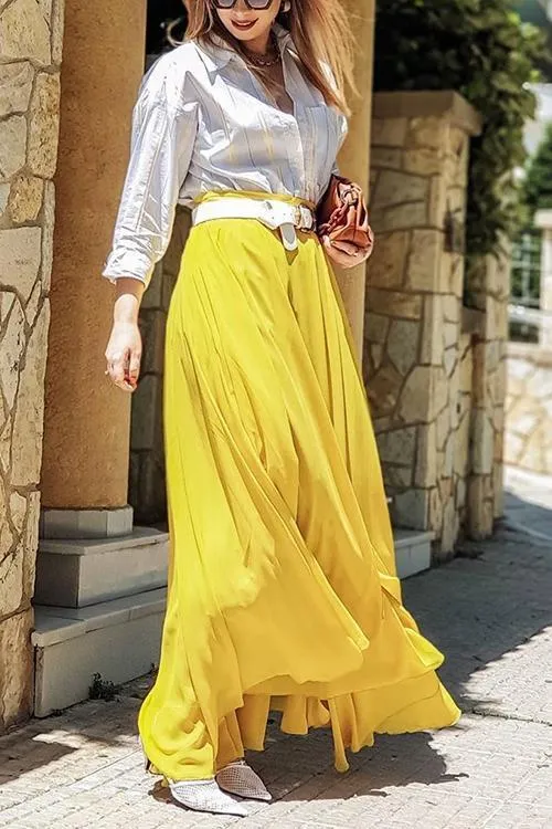 Chiffon High Waist Maxi Skirts