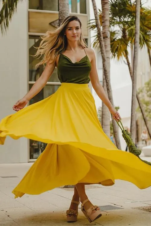 Chiffon High Waist Maxi Skirts