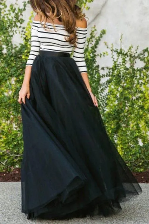 Chiffon High Waist Maxi Skirts