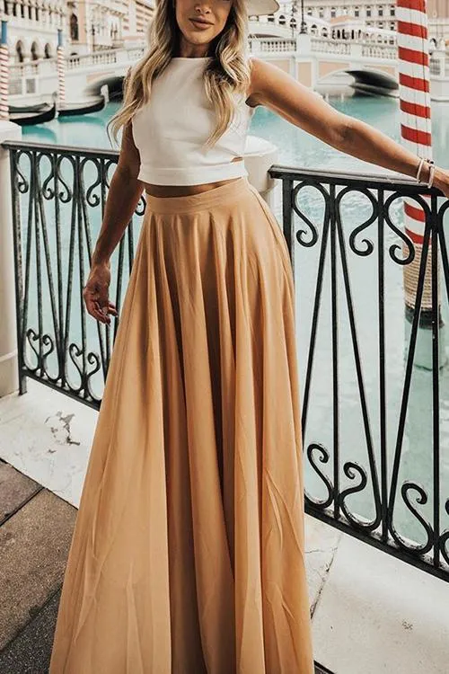 Chiffon High Waist Maxi Skirts