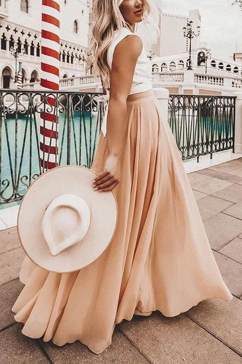 Chiffon High Waist Maxi Skirts