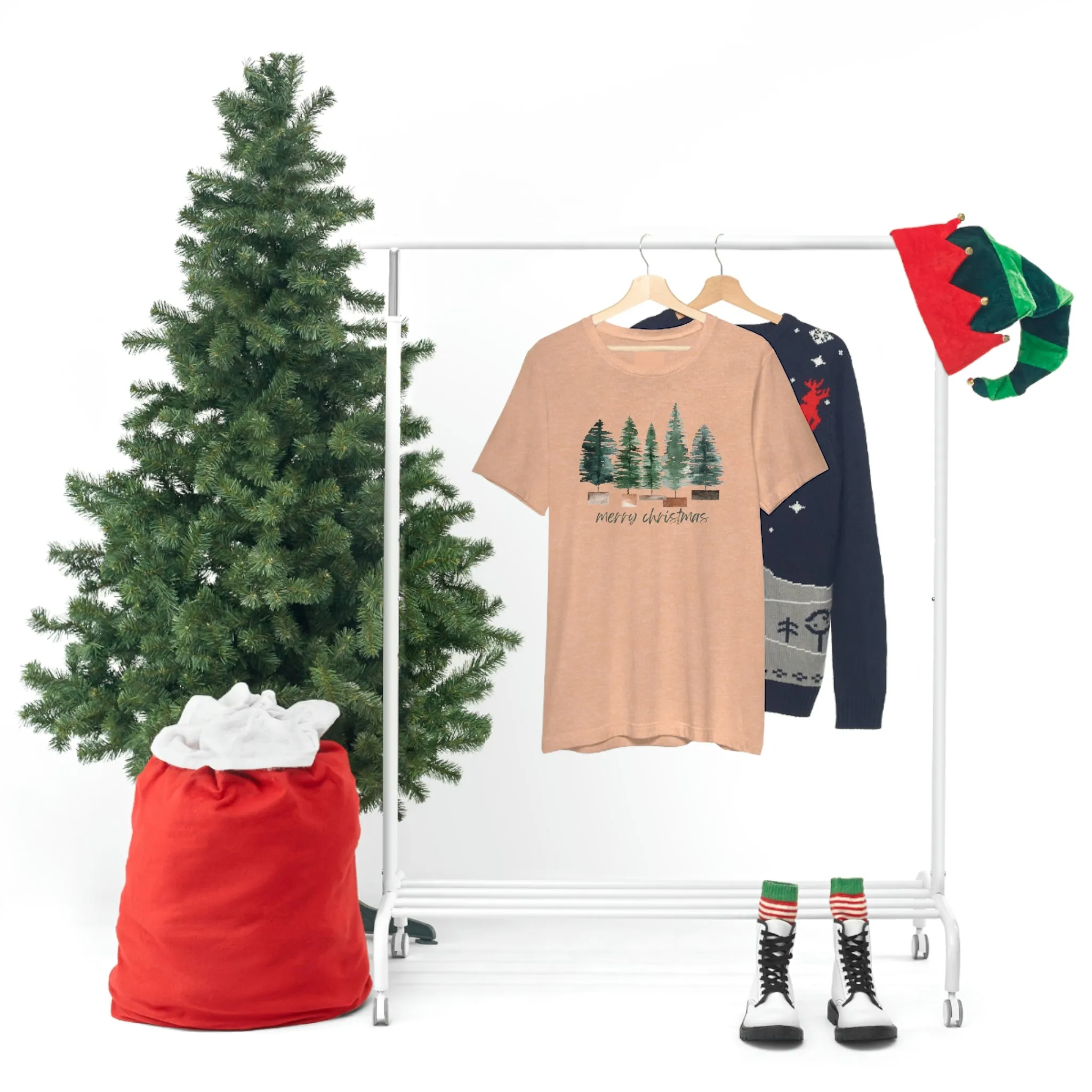 Christmas bottle brush tree Unisex Jersey Short Sleeve Tee