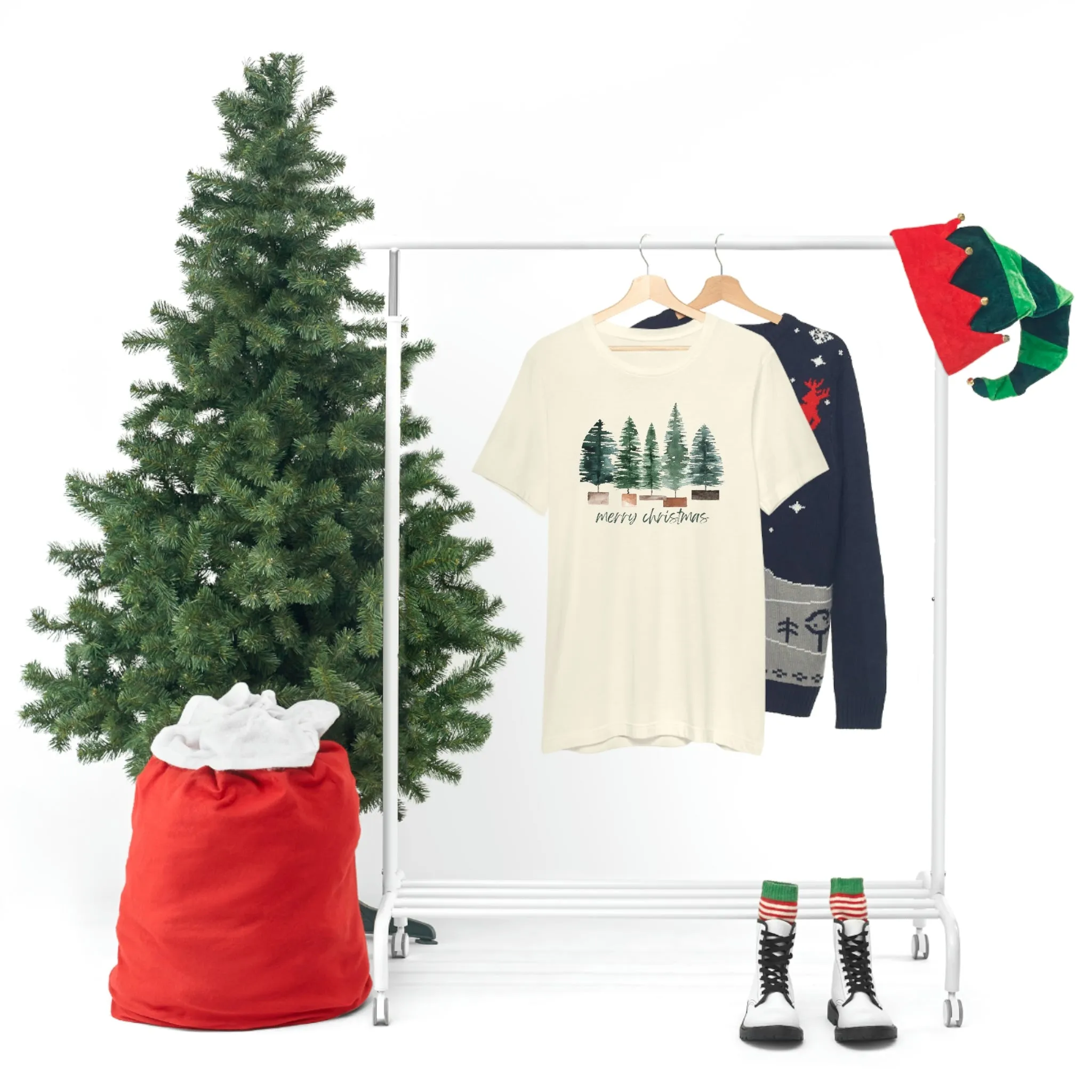 Christmas bottle brush tree Unisex Jersey Short Sleeve Tee