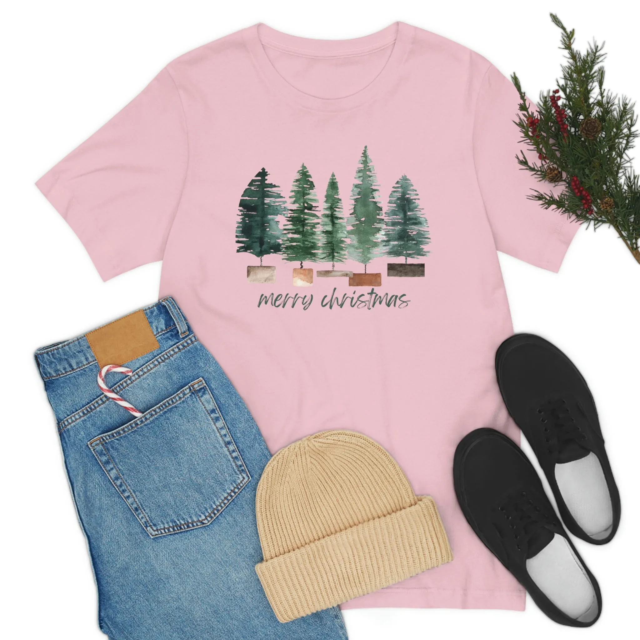 Christmas bottle brush tree Unisex Jersey Short Sleeve Tee