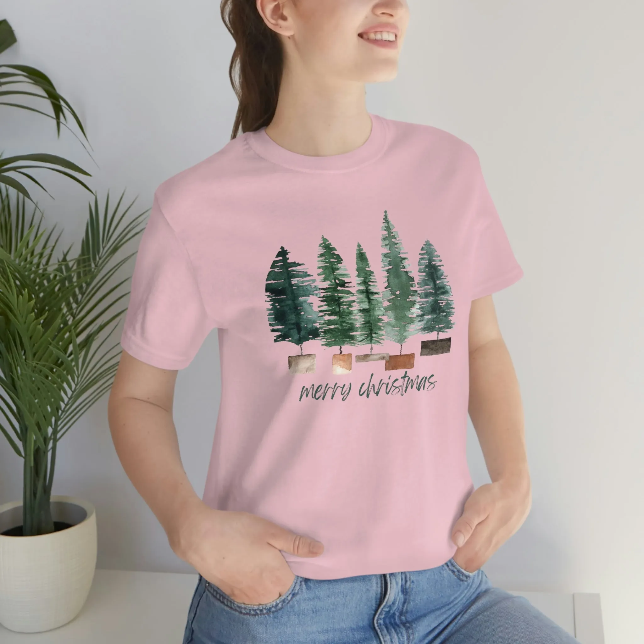 Christmas bottle brush tree Unisex Jersey Short Sleeve Tee