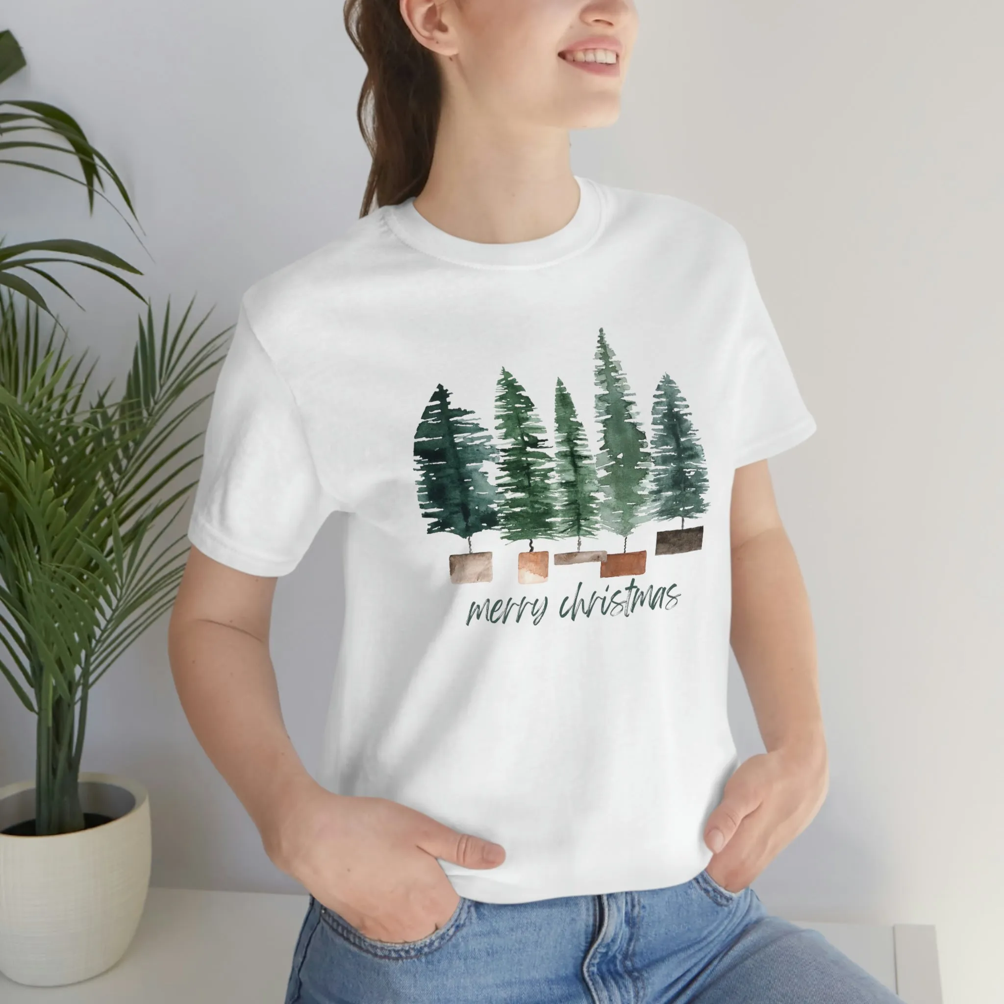 Christmas bottle brush tree Unisex Jersey Short Sleeve Tee