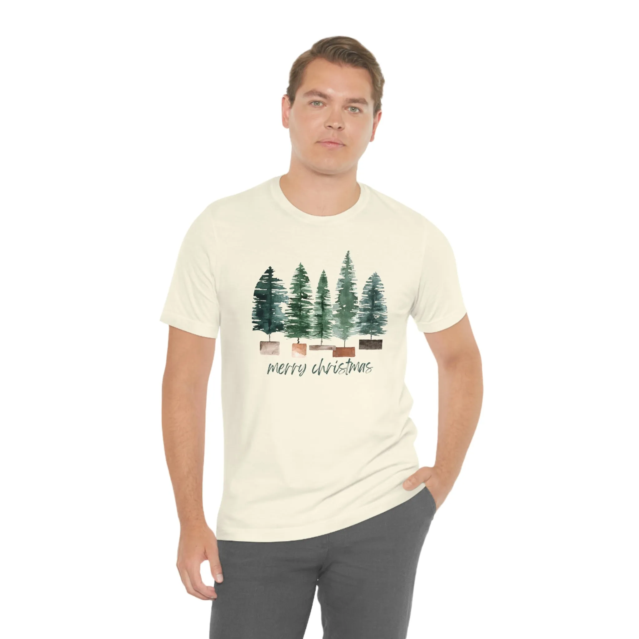 Christmas bottle brush tree Unisex Jersey Short Sleeve Tee