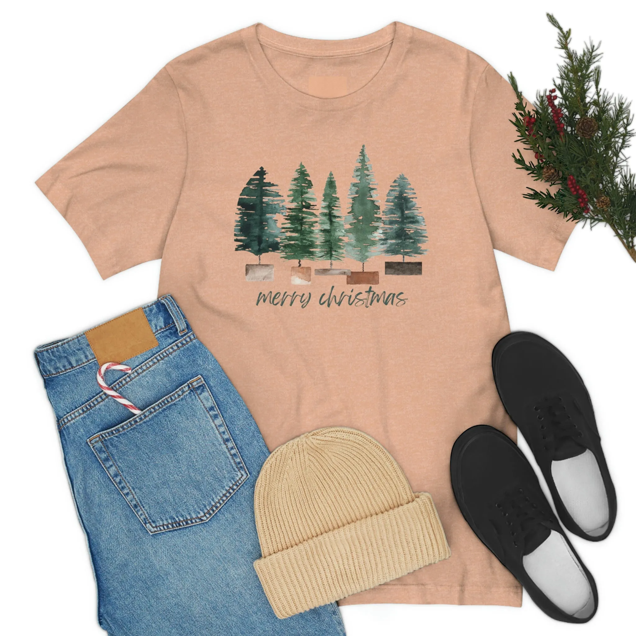 Christmas bottle brush tree Unisex Jersey Short Sleeve Tee