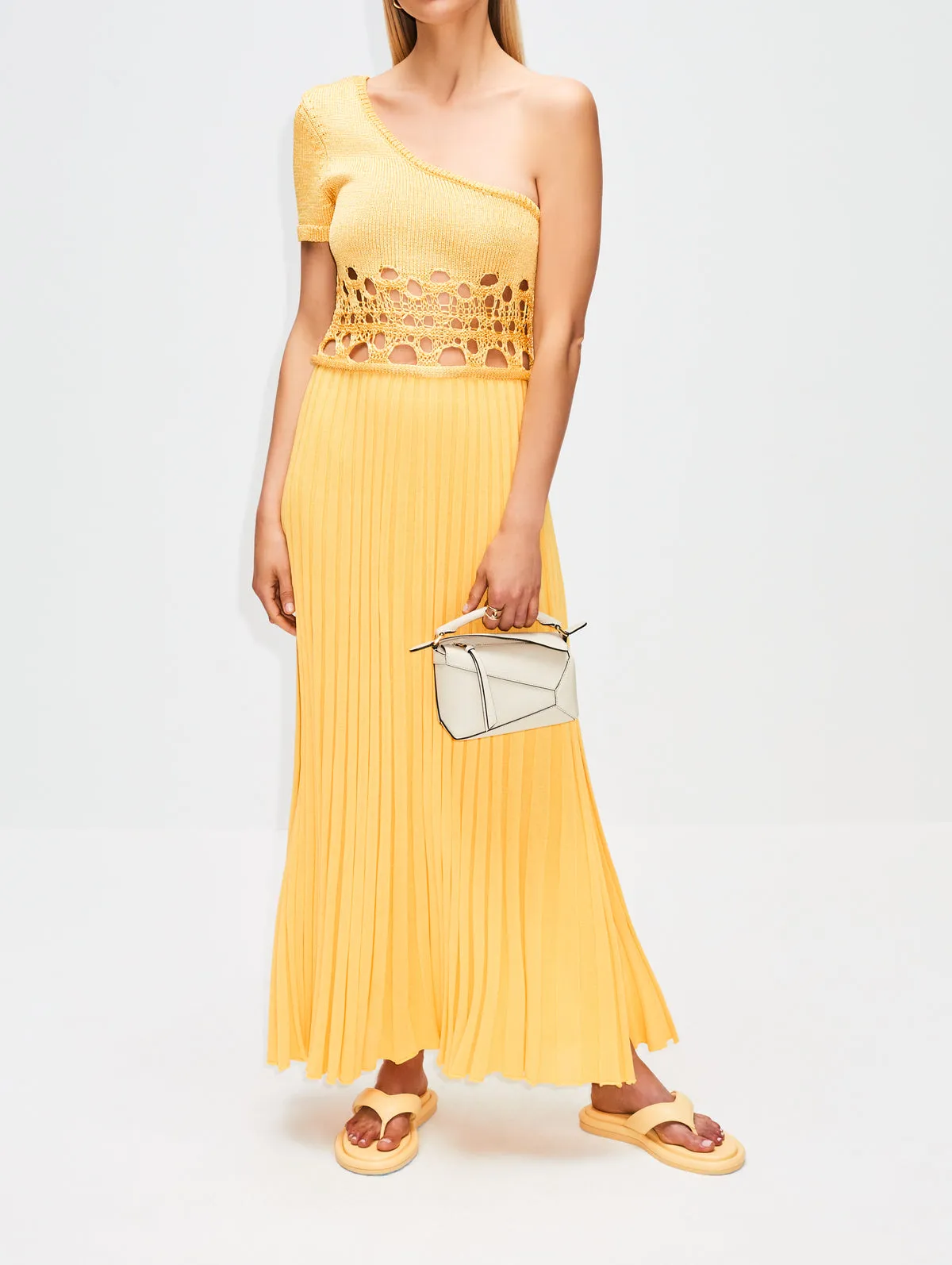 CHRISTOPHER ESBER Crochet One Shoulder Dress (Yellow) - RRP $970