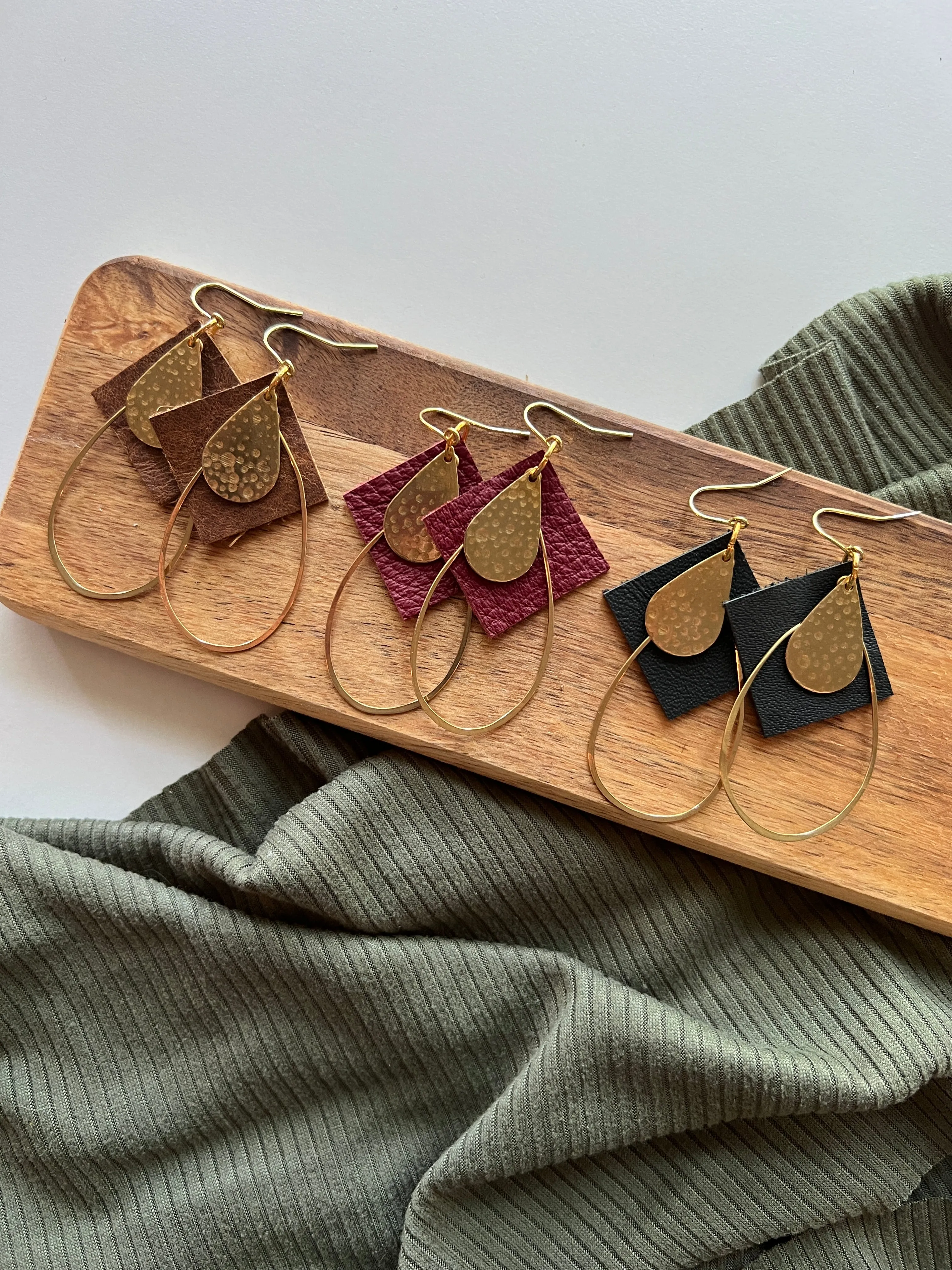 Compass | Leather Earrings