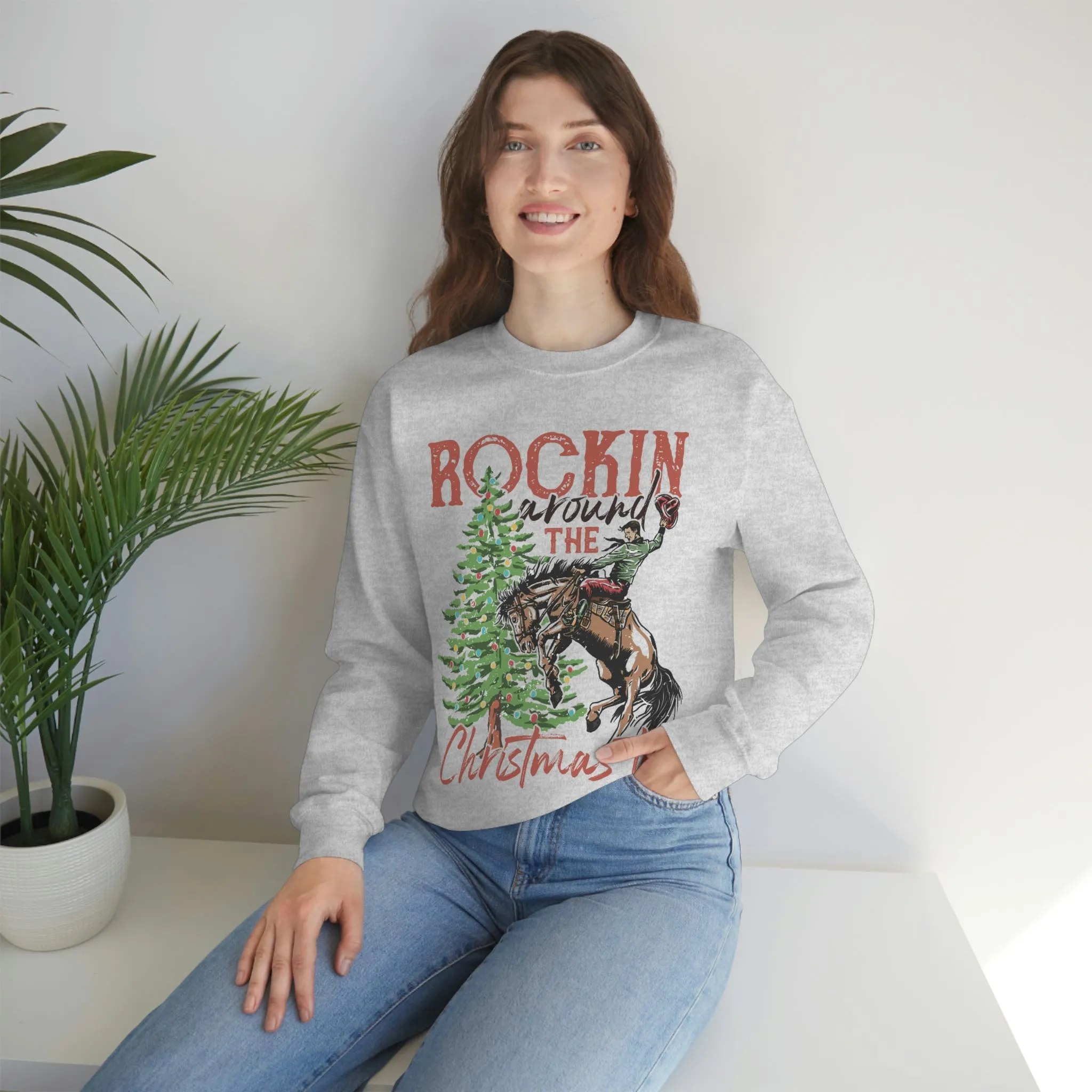 Country Christmas Rockin' around the Christmas Tree Women's Unisex Heavy Blend Crewneck Sweatshirt