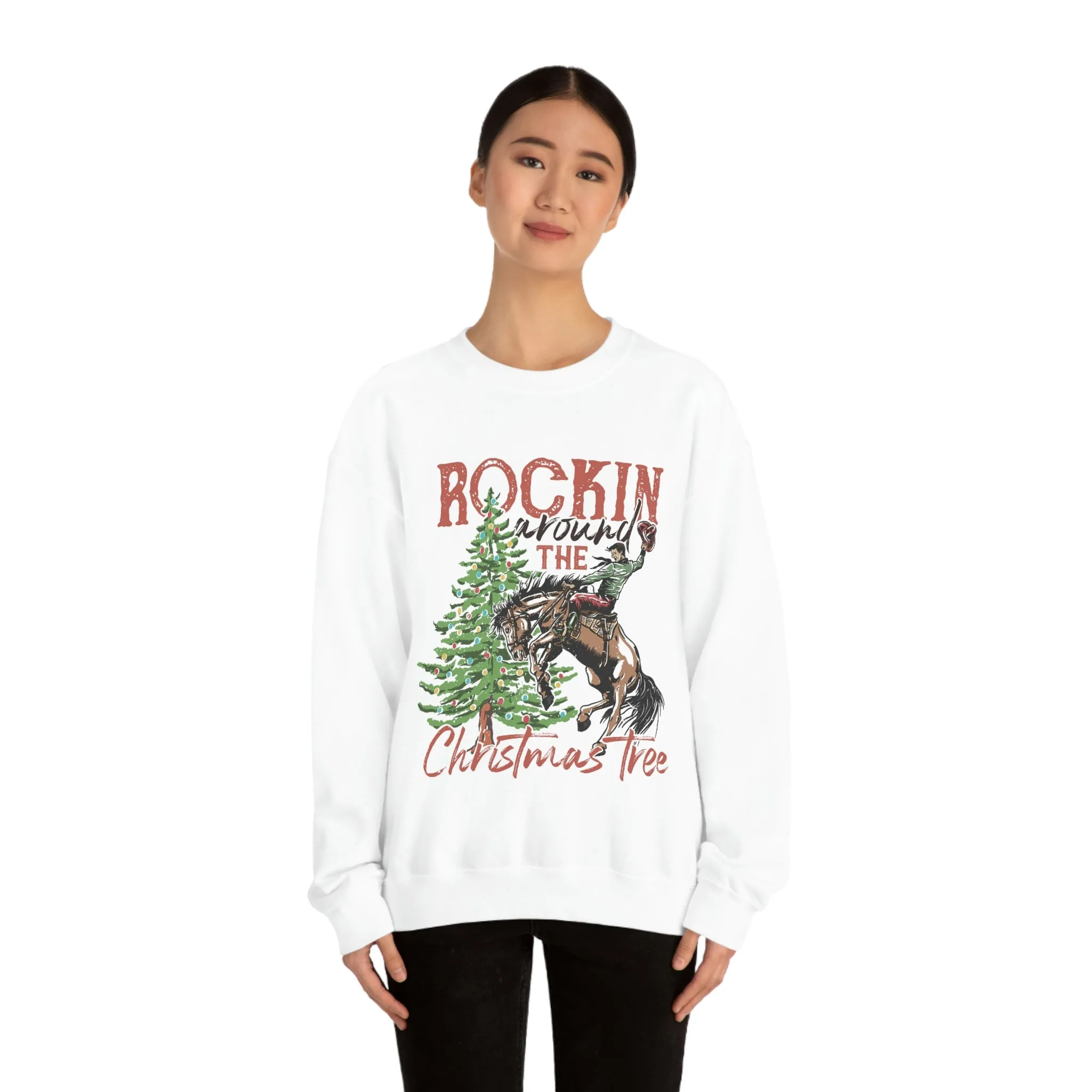 Country Christmas Rockin' around the Christmas Tree Women's Unisex Heavy Blend Crewneck Sweatshirt